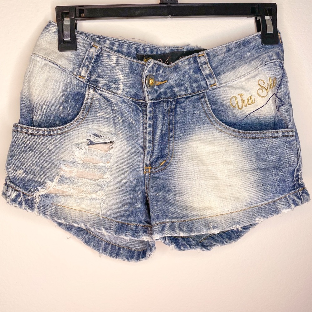 XS Ripped Denim Short Shorts / made in Brazil